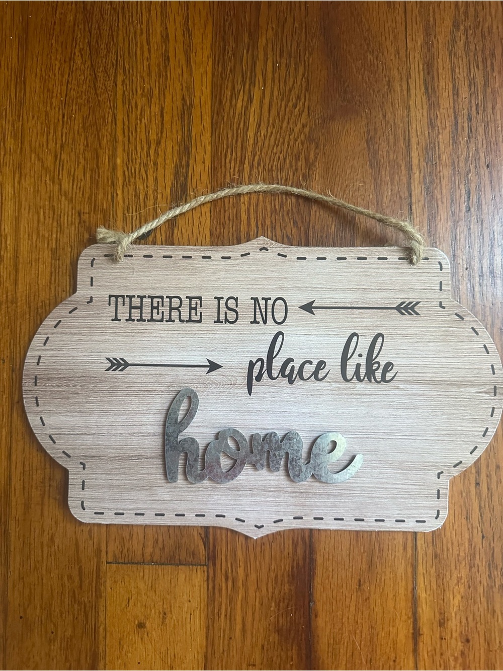 Rustic Wood 'There Is No Place Like Home' Hanging Sign - Neutral